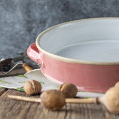 Koláčová keramická forma -  starorůžová lesklá