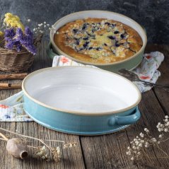 Koláčová keramická forma -  tyrkysová lesklá