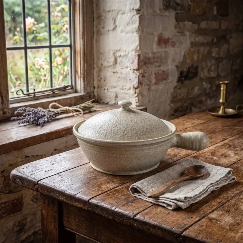 Sedlácký pekáček s poklicí -  slonovinová kost