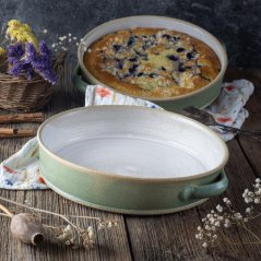 Koláčová keramická forma -  světle zelená matná