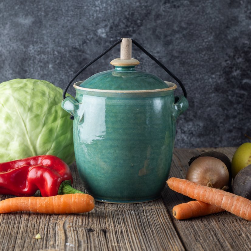 Nádoba na kvašení zeleniny Pickles -  tmavě zelená lesklá